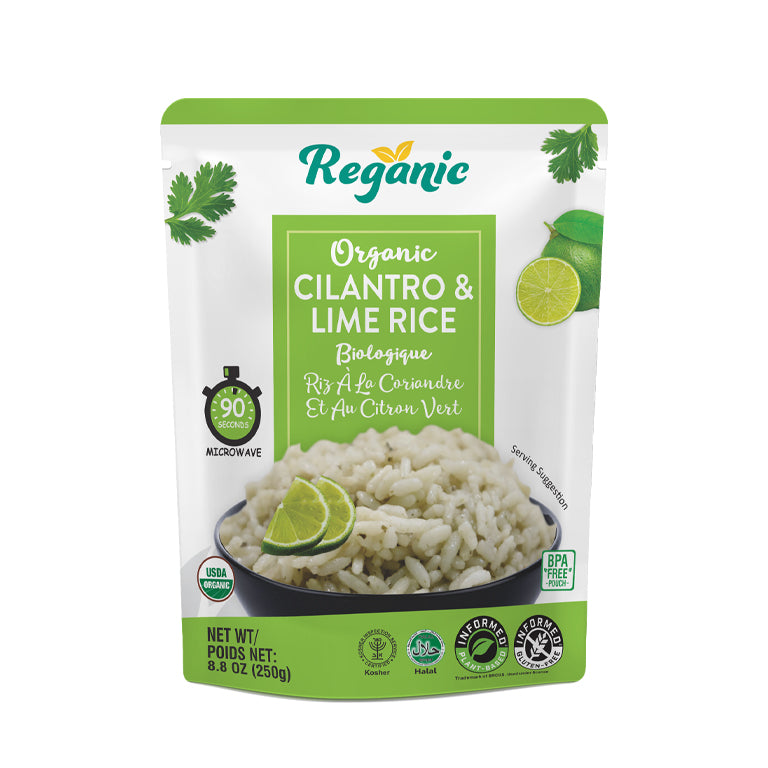 Reganic Cilantro Lime Rice, Organic Ready to Eat Microwaveable Rice, 8.8 Ounce