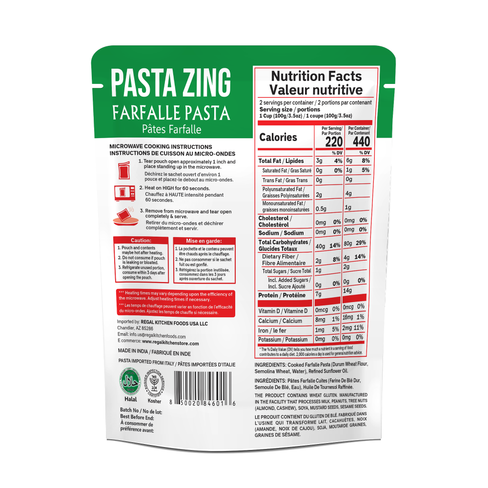 Pasta Zing Farfalle Pasta - Ready in 60 Seconds