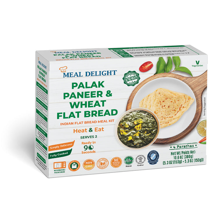 Ready To Eat Palak Paneer and Indian Flat Bread - Ready in 90 Seconds