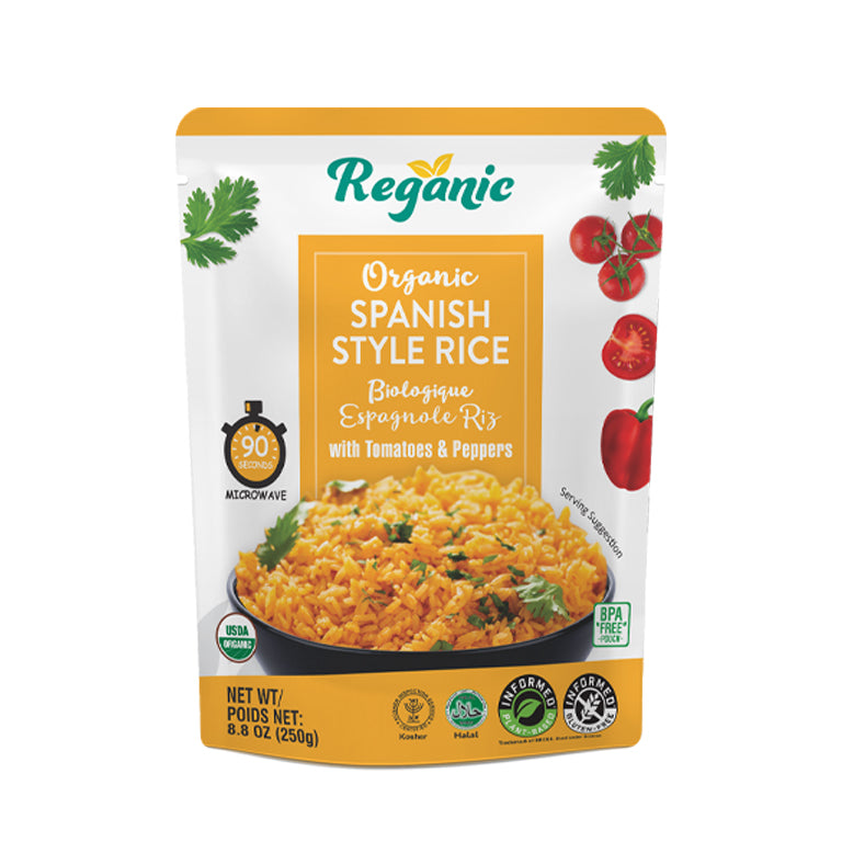 Reganic Spanish Style Rice Organic Ready to Eat Microwaveable Rice, 8.8 Ounce